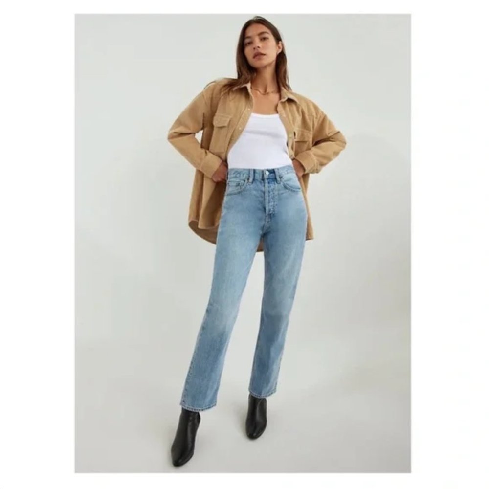 Aritzia DENIM FORUM The Joni High Rise Loose 29L in Picture This Bleu